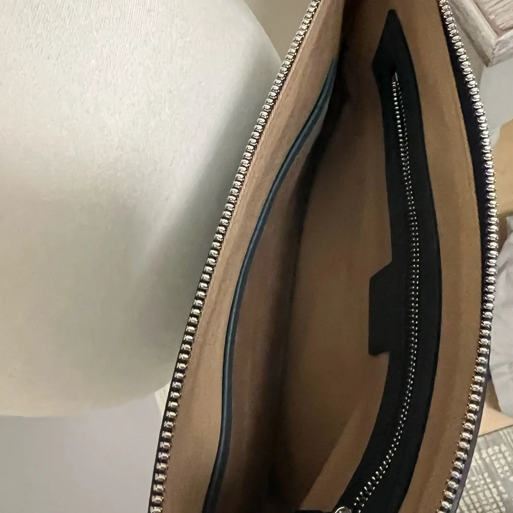 MCM Teal Embossed Leather Messenger Bag - Picture 4 of 6